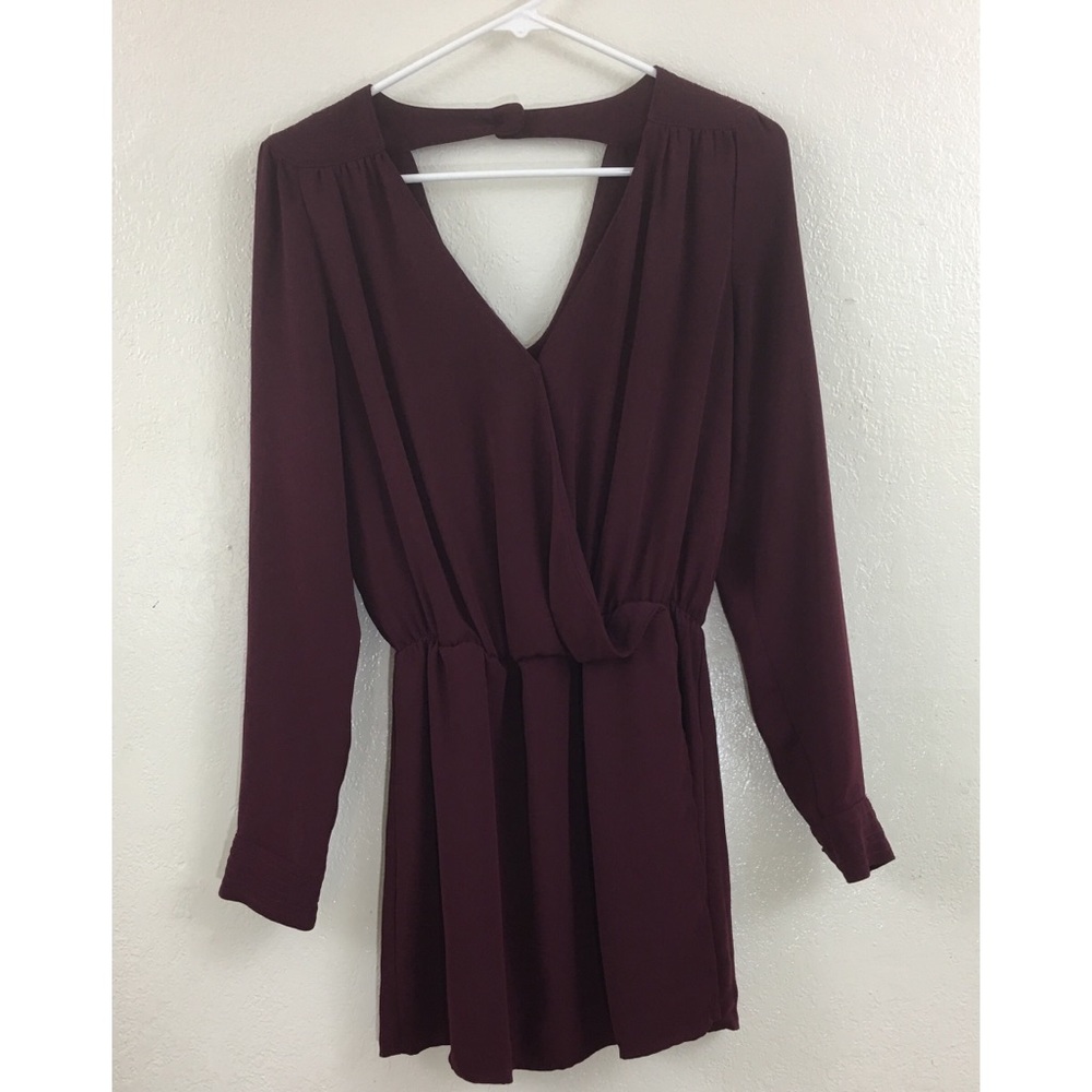 Cache Sheer Wrap Dress Double V Button Neck